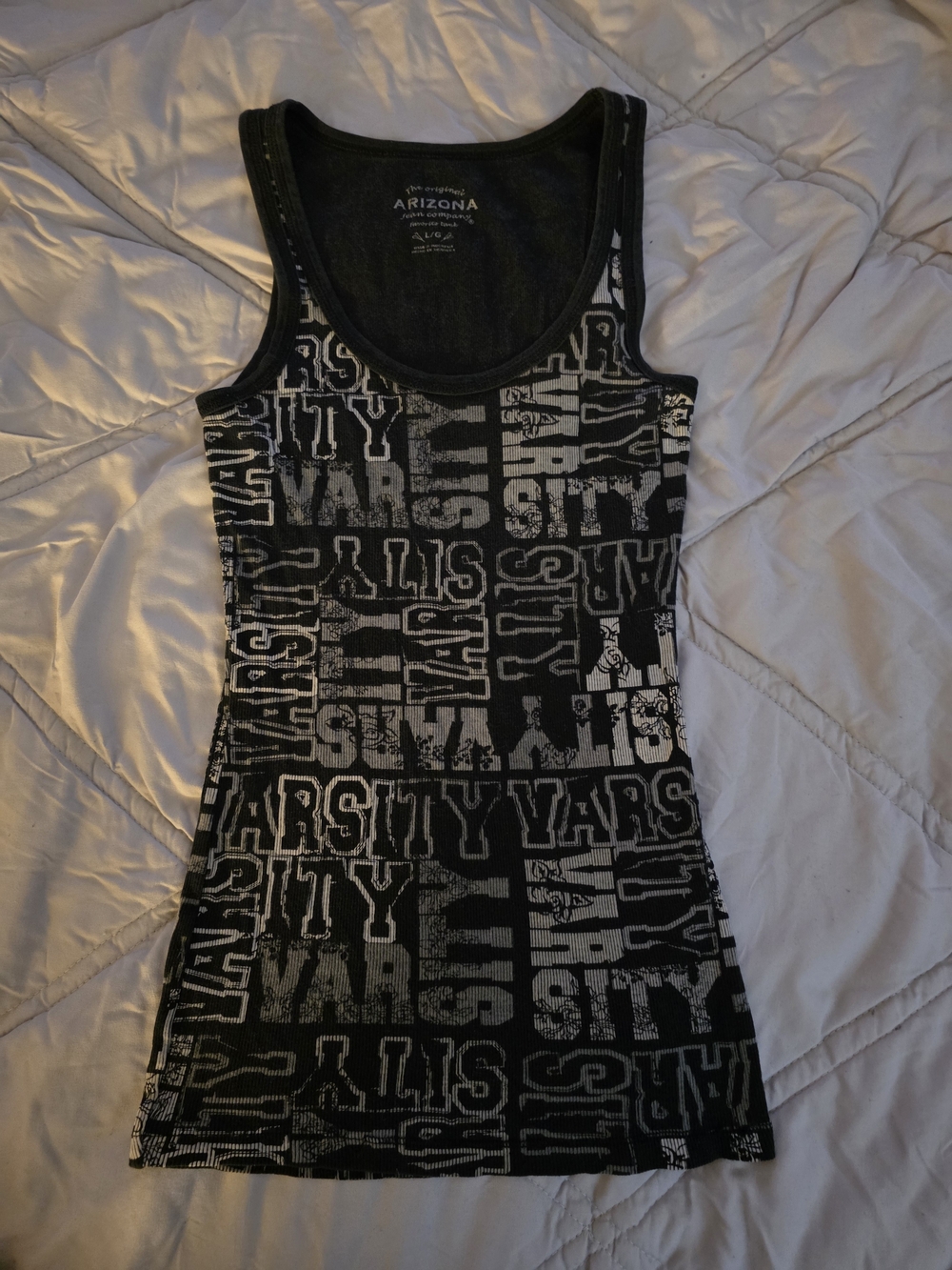 Black Graphic Varsity Print Tank
